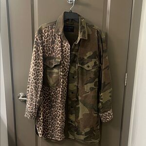 All Saints Green and Brown Patterned Jacket